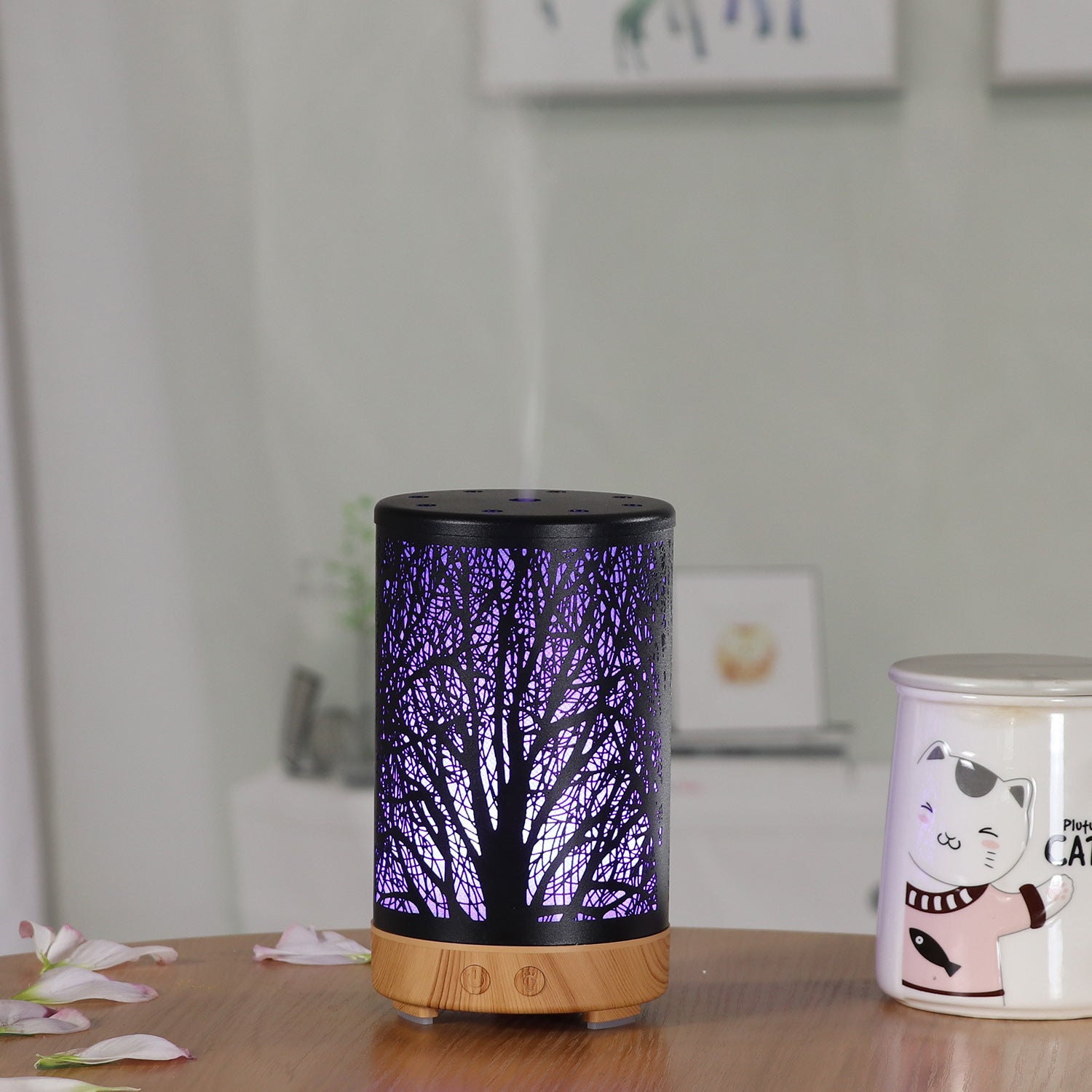 Coffee and Black Forest Design Iron Essential Oil Diffuser - 7 Color LED Ultrasonic Cool Mist Humidifier 100ml 4