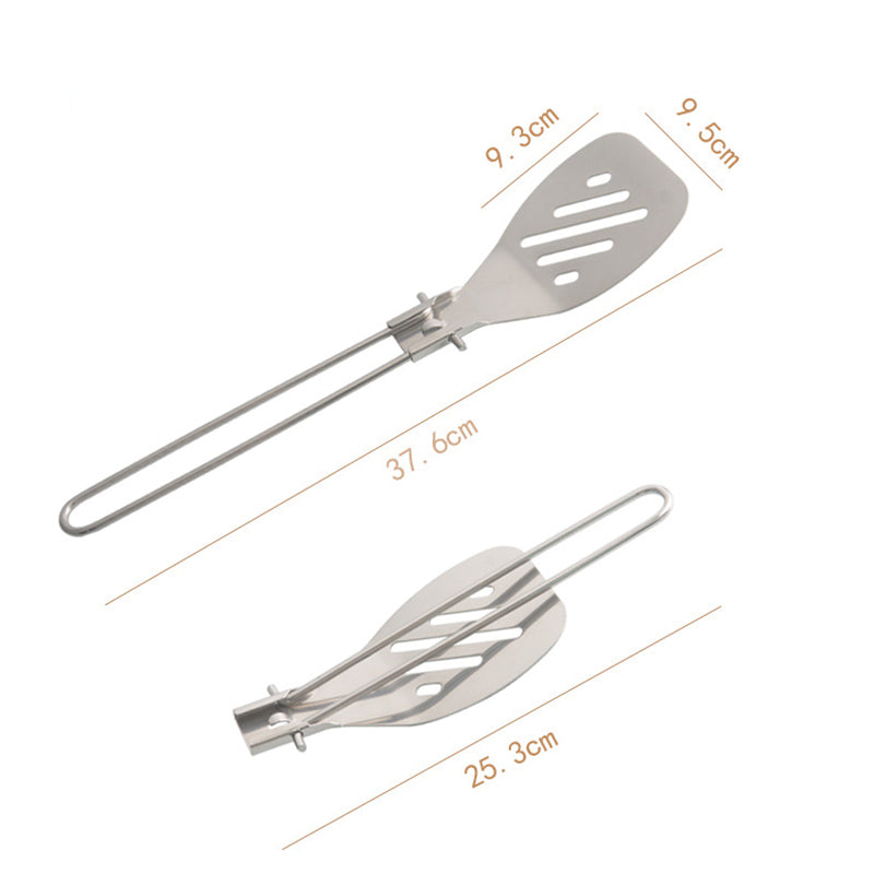 Silver 304 Stainless Steel Folding Camping Spatula  - 2 Pack Compact & Portable Outdoor Cooking Utensils