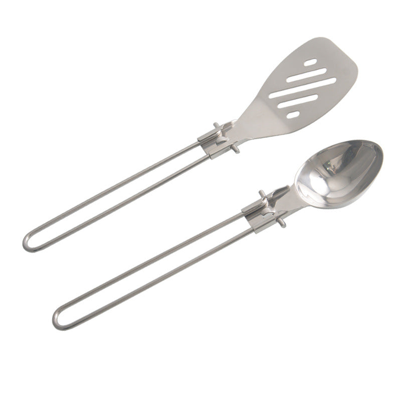 Silver 304 Stainless Steel Folding Camping Spatula  - 2 Pack Compact & Portable Outdoor Cooking Utensils 3