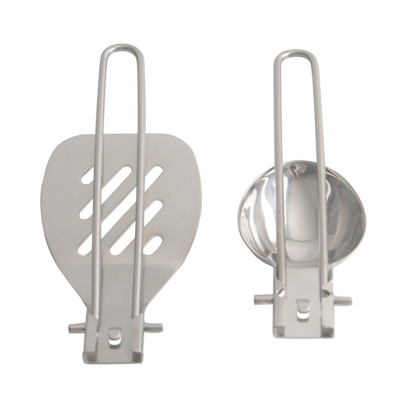 Silver 304 Stainless Steel Folding Camping Ladle  - 2 Pack Deep Serving Spoons, Portable & Eco-Friendly 4