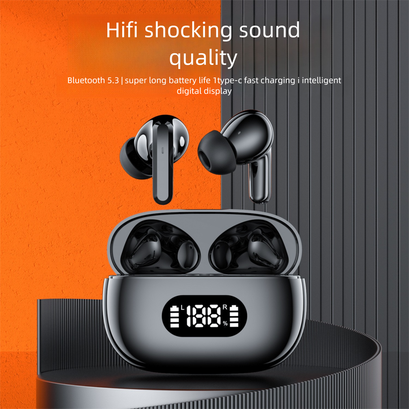 Black ProBeat X5 TWS Earbuds: Bluetooth 5.3, LED Smart Display Case, Intuitive Touch Controls, Extended Playtime 5