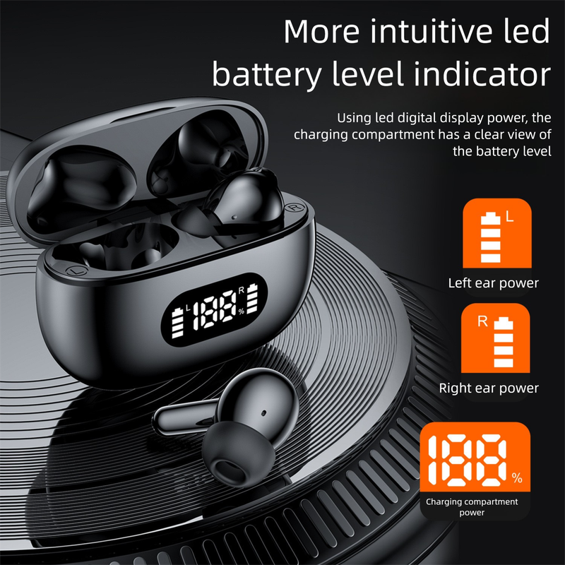 Black ProBeat X5 TWS Earbuds: Bluetooth 5.3, LED Smart Display Case, Intuitive Touch Controls, Extended Playtime 6