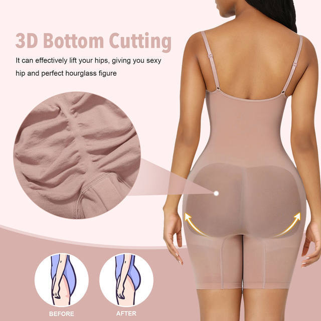Size M Skin Color Seamless Full Body Shaper for Women - Tummy Control, Butt Lifter & Thigh Slimmer Bodysuit 10