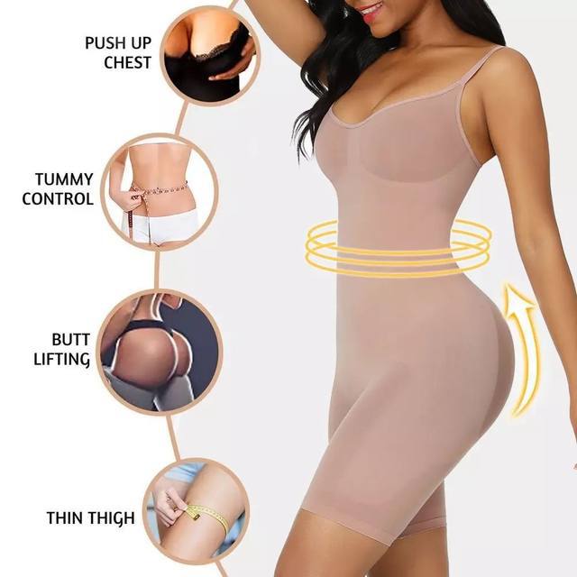 Size S Brown Seamless Full Body Shaper for Women - Tummy Control, Butt Lifter & Thigh Slimmer Bodysuit 7