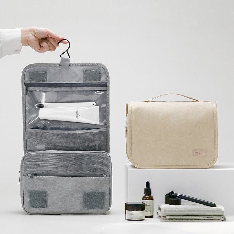 Grey Eco-Friendly RPET Hanging Toiletry Bag - Large Capacity Waterproof Travel Makeup Organizer 3