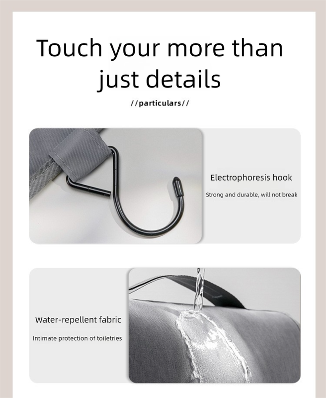 Grey Eco-Friendly RPET Hanging Toiletry Bag - Large Capacity Waterproof Travel Makeup Organizer 6