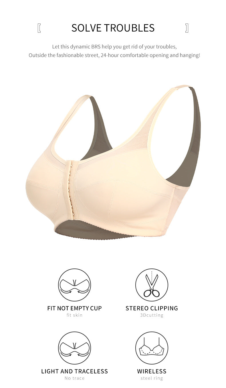2 Pcs Size 5XL Women's Wireless Large-Cup Lace Bra with Front Clasp - Comfortable, Breathable, Beige 7