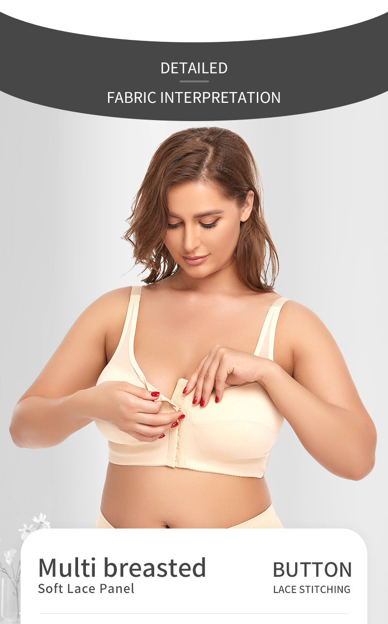 2 Pcs Size 5XL Women's Wireless Large-Cup Lace Bra with Front Clasp - Comfortable, Breathable, Beige 10