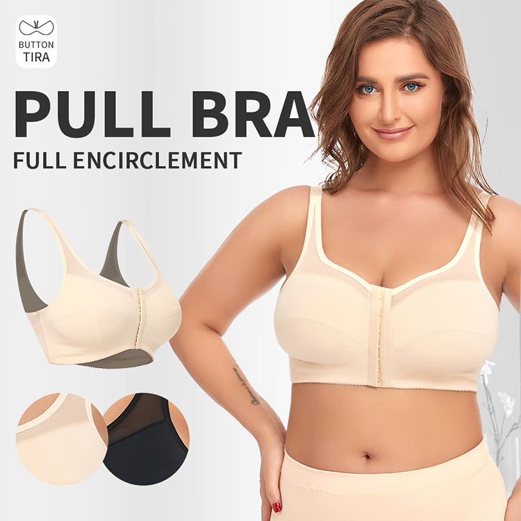 2 Pcs Size 3XL Women's Wireless Large-Cup Lace Bra with Front Clasp - Comfortable, Breathable, Black