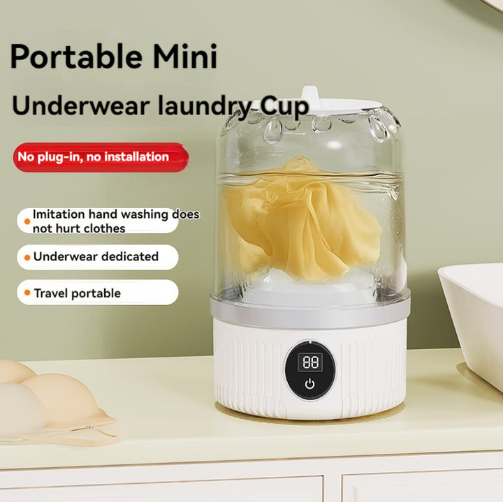 White Portable Mini Washing Machine - Rechargeable USB-C Electric Washer for Travel, Delicates & Socks 3