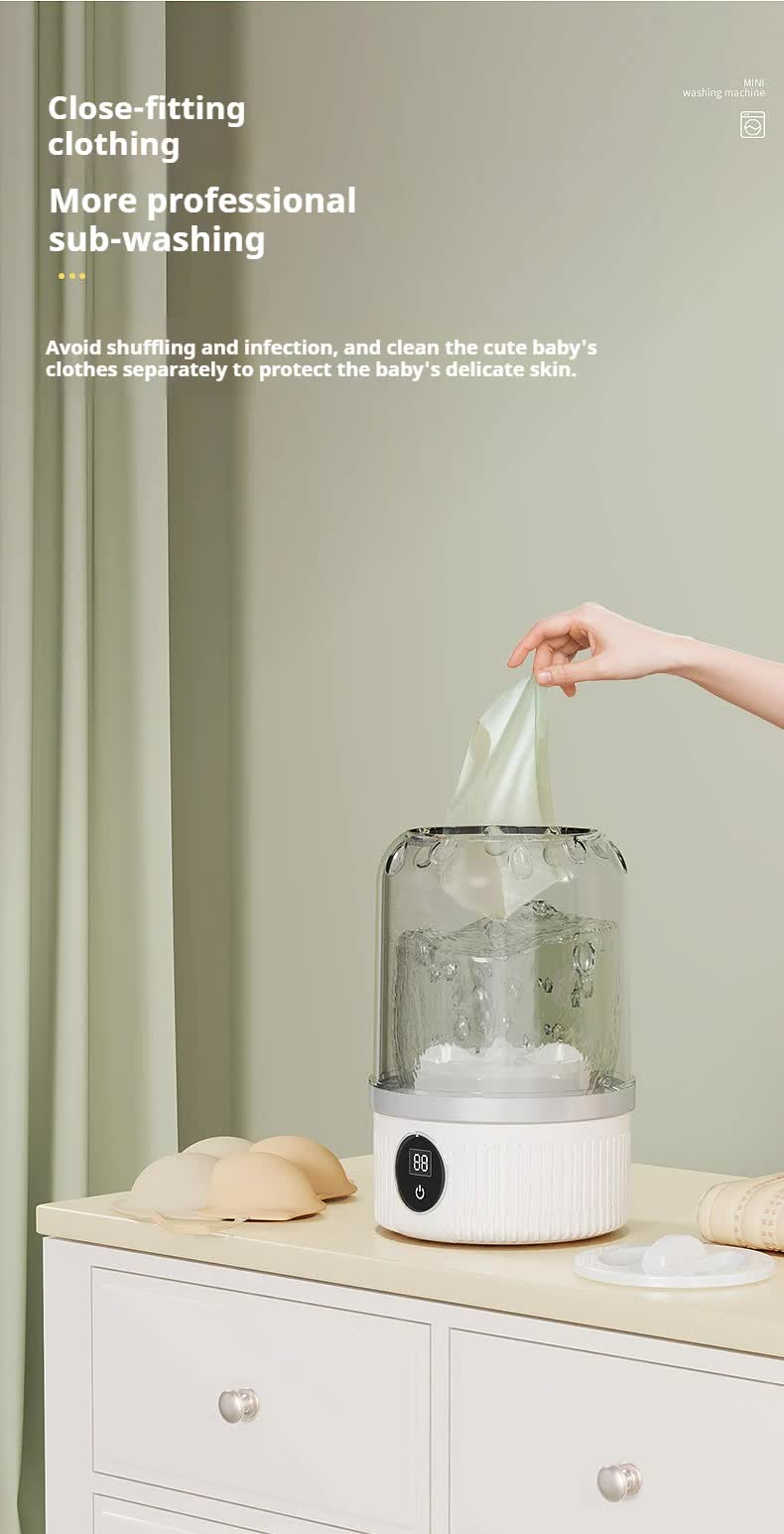 Blue Portable Mini Washing Machine - Rechargeable USB-C Electric Washer for Travel, Delicates & Socks 7