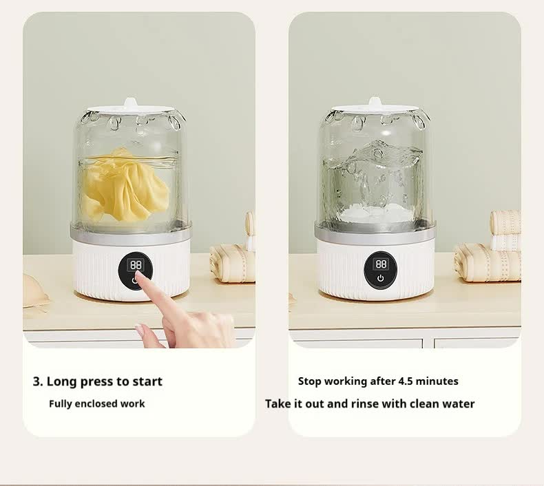Blue Portable Mini Washing Machine - Rechargeable USB-C Electric Washer for Travel, Delicates & Socks 11