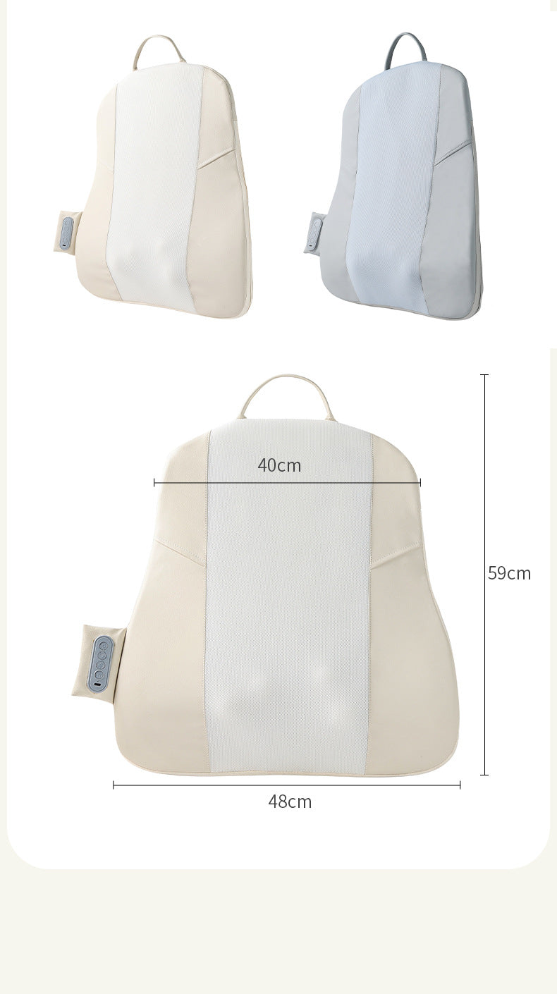 Grey Slim Wireless Shiatsu Back Massager Cushion - Rechargeable Heated Massage Pad for Full Back Relief