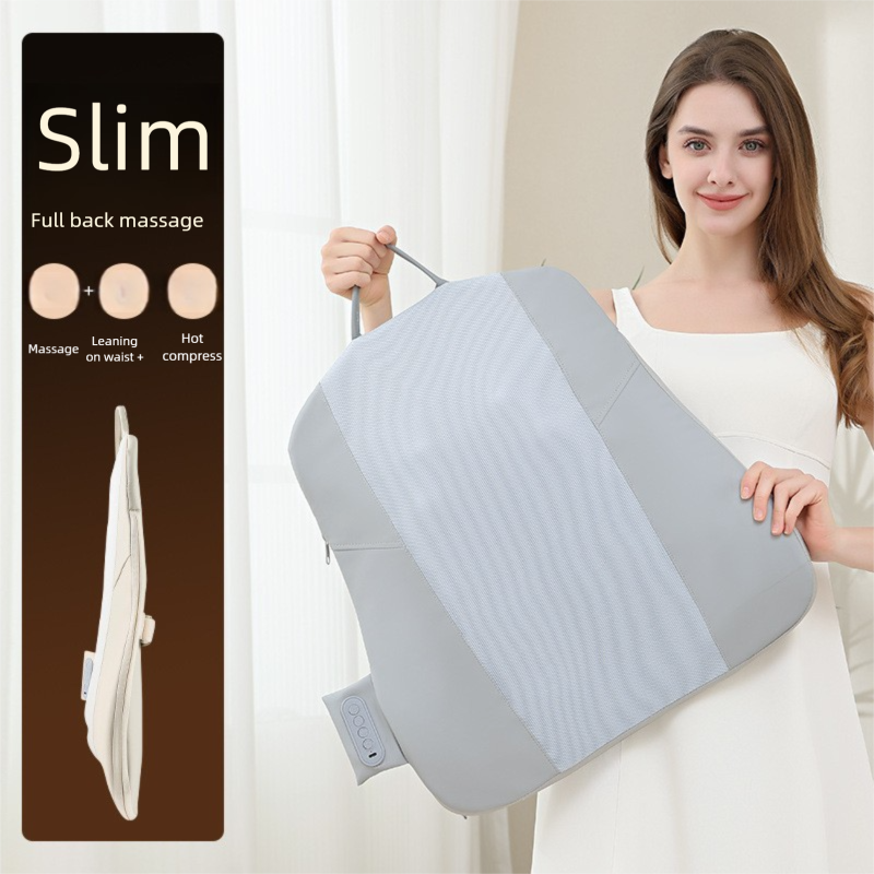 Grey Slim Wireless Shiatsu Back Massager Cushion - Rechargeable Heated Massage Pad for Full Back Relief 3
