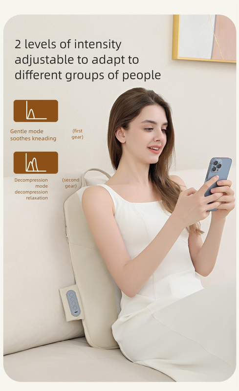 Grey Slim Wireless Shiatsu Back Massager Cushion - Rechargeable Heated Massage Pad for Full Back Relief 5