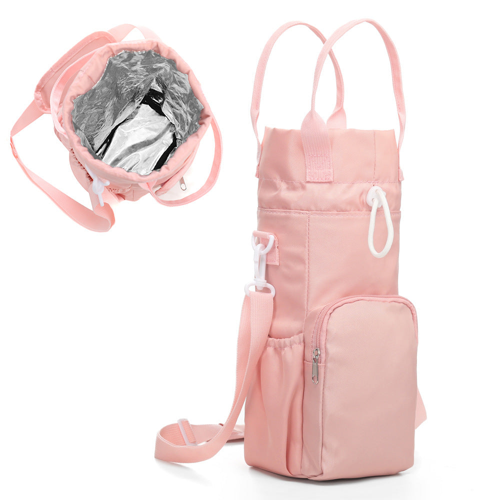 Black Insulated Tumbler Carrier Bag - Crossbody Water Bottle Holder with Pockets & Adjustable Strap for Large Cups (Note: cup not included) 4