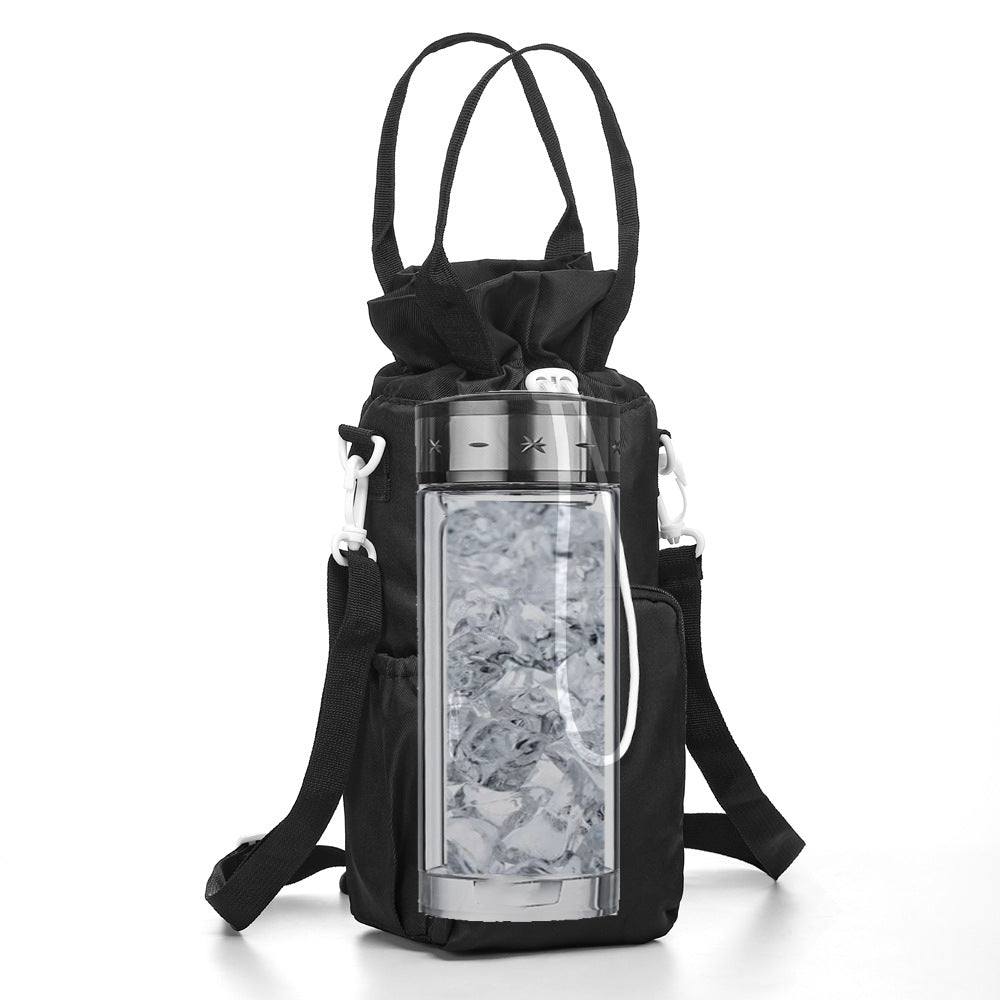 Black Insulated Tumbler Carrier Bag - Crossbody Water Bottle Holder with Pockets & Adjustable Strap for Large Cups (Note: cup not included) 9