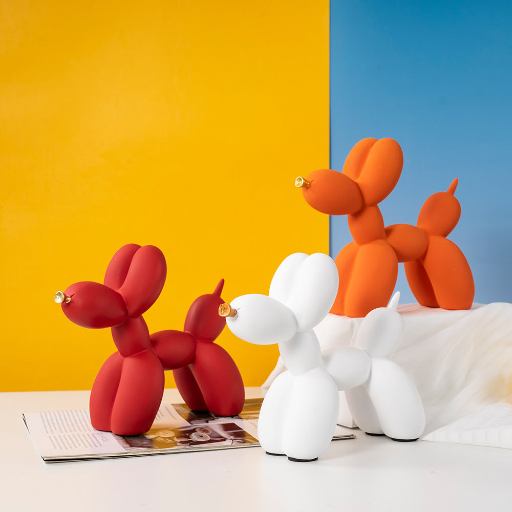 Black Modern Resin Balloon Dog Sculpture - Playful Art Figurine with Golden Snout Accent 8