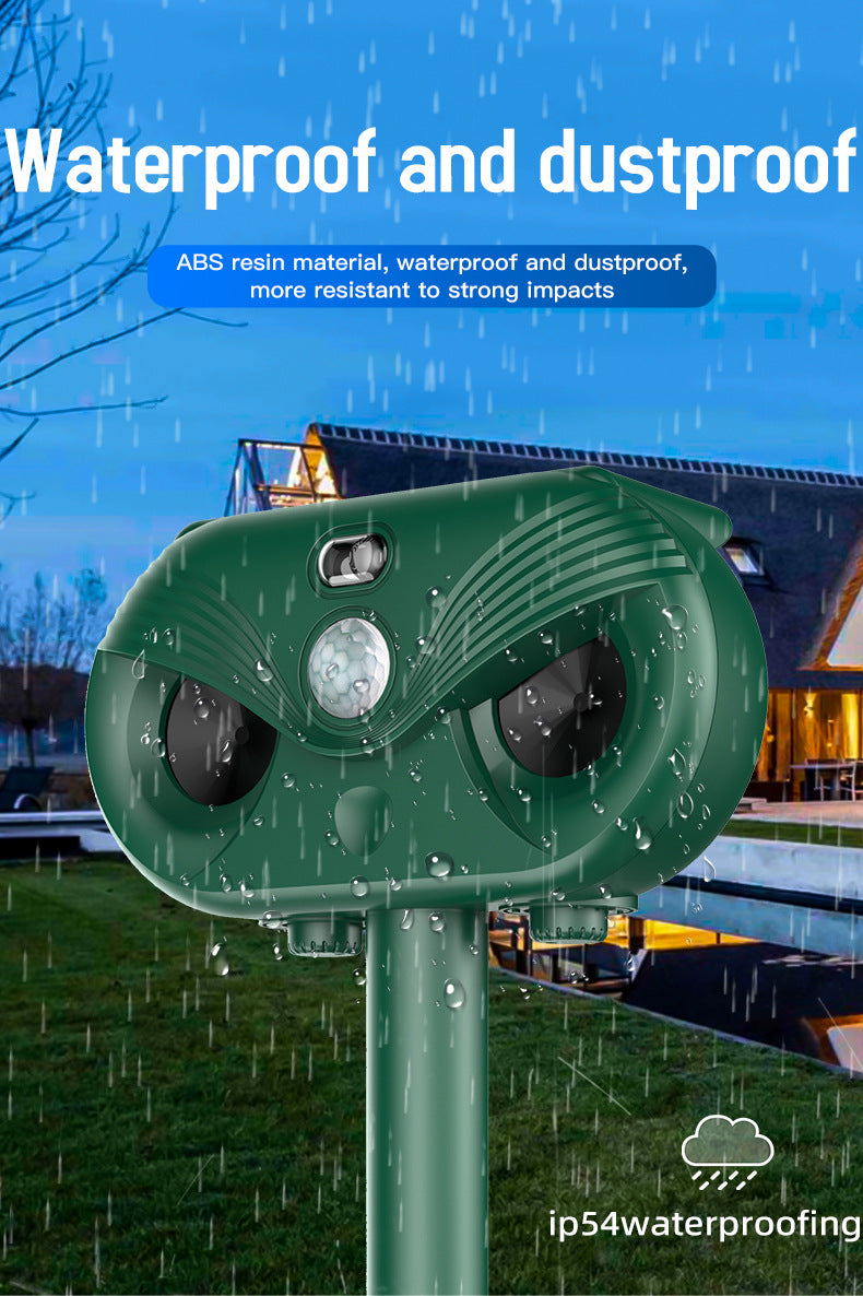 Black Advanced Solar Powered Ultrasonic Animal Repeller - Outdoor Pest Deterrent with Motion Sensor, Strobe Light & Laser 6