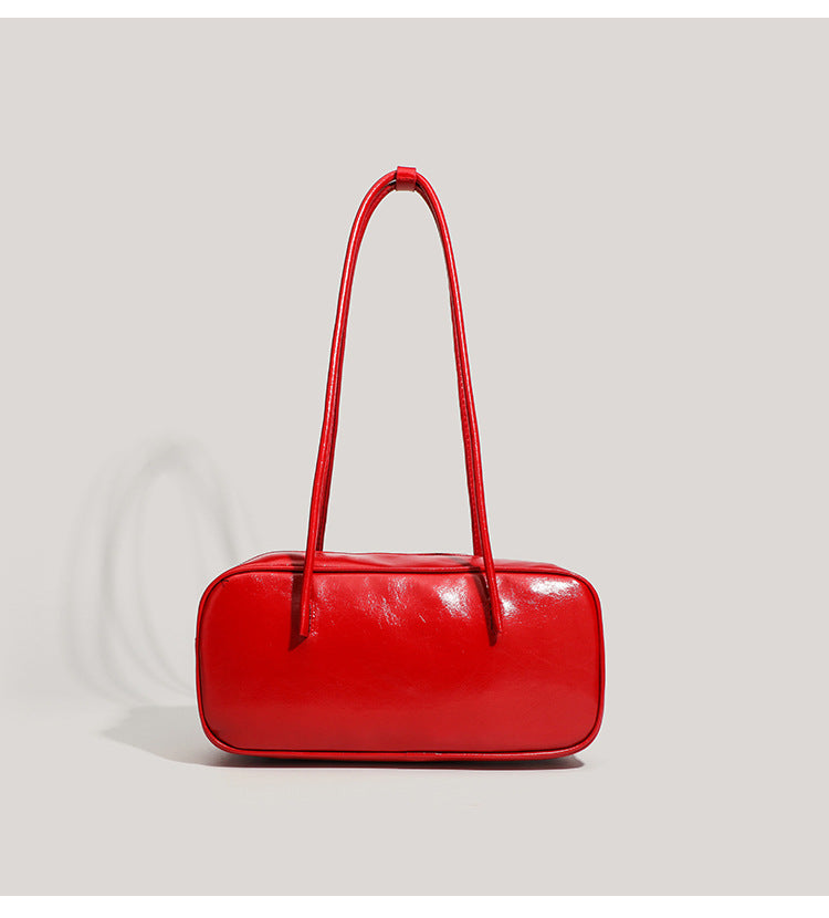 Black Chic PU Leather Baguette Shoulder Bag - Elegant Bow Accent Underarm Handbag for Women 6