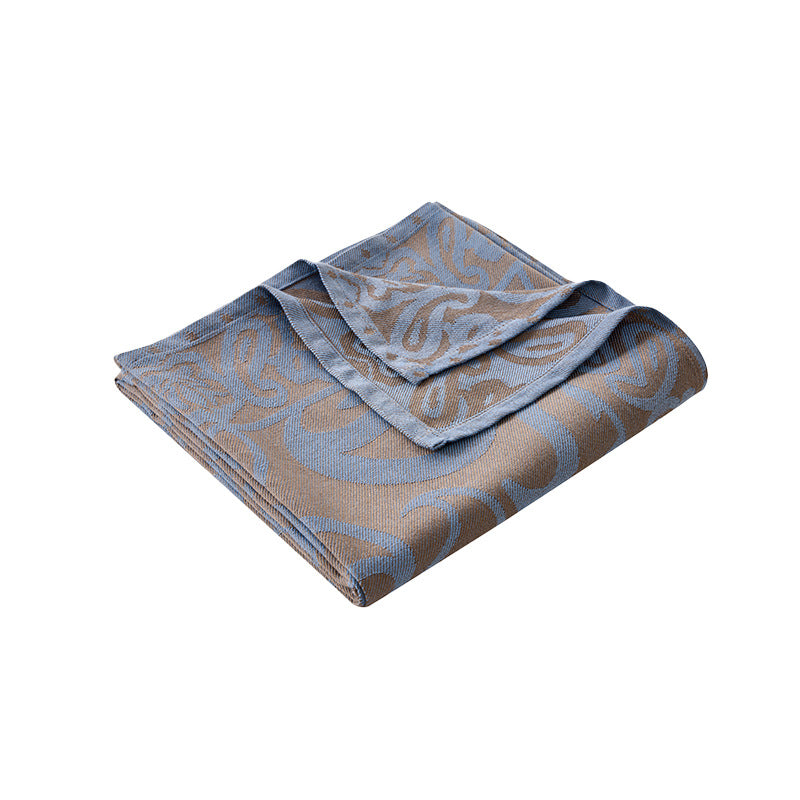 Brown,Taupe and Blue Elegant Patterned Throw Blanket - Soft Polyester Nap & Sofa Cover, 185x135cm Lightweight AC Blanket 4