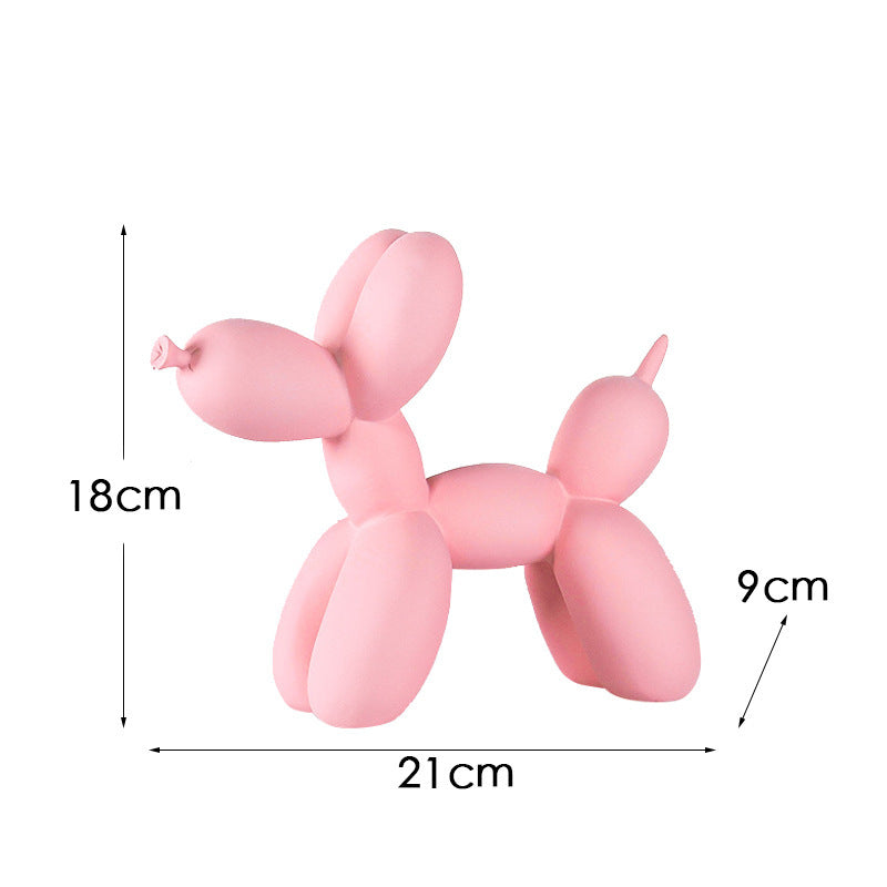 Light Pink Modern Resin Balloon Dog Sculpture - Playful Art Figurine with Golden Snout Accent