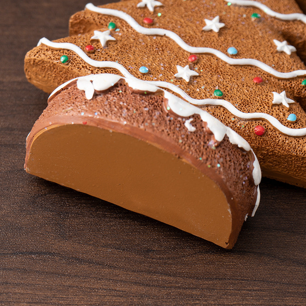 Yellow Charming Gingerbread Christmas Tree Figurine - Festive Resin Holiday Table Decor Ornament 7