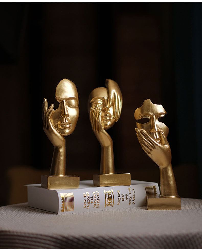 White Style 2 Elegant Abstract Face Sculpture - Modern Resin Art Figurine, Hand & Mask Home Decor Accent 5