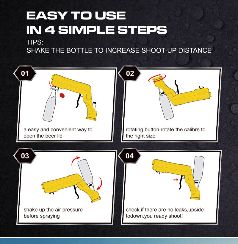 Gold Champagne & Beer Spray Gun - Ultimate Party Starter & Drink Dispenser with Bottle Opener 6