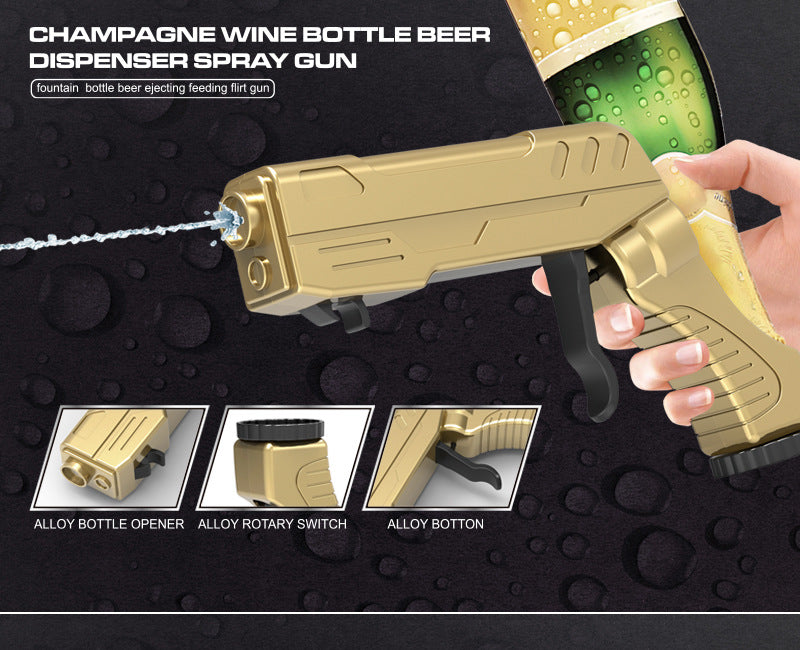 Black Champagne & Beer Spray Gun - Ultimate Party Starter & Drink Dispenser with Bottle Opener 4