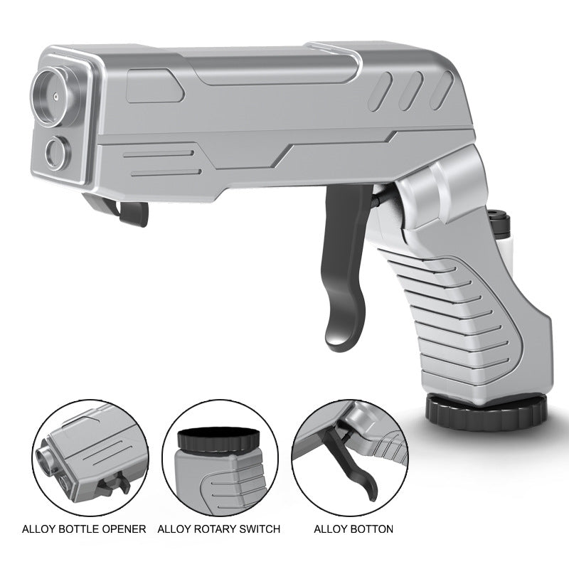 Silver Champagne & Beer Spray Gun - Ultimate Party Starter & Drink Dispenser with Bottle Opener