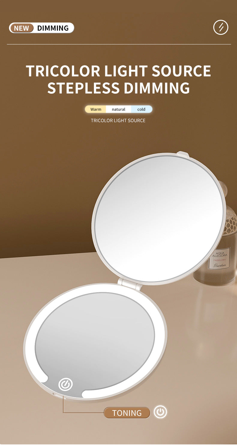 White LED Travel Makeup Mirror - Rechargeable Compact Mirror with 3 Color Lights, 1x/5x Magnification & Smart Auto On/Off 5