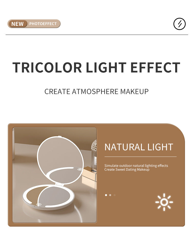 White LED Travel Makeup Mirror - Rechargeable Compact Mirror with 3 Color Lights, 1x/5x Magnification & Smart Auto On/Off 6