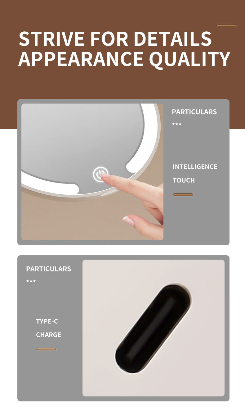 White LED Travel Makeup Mirror - Rechargeable Compact Mirror with 3 Color Lights, 1x/5x Magnification & Smart Auto On/Off 8