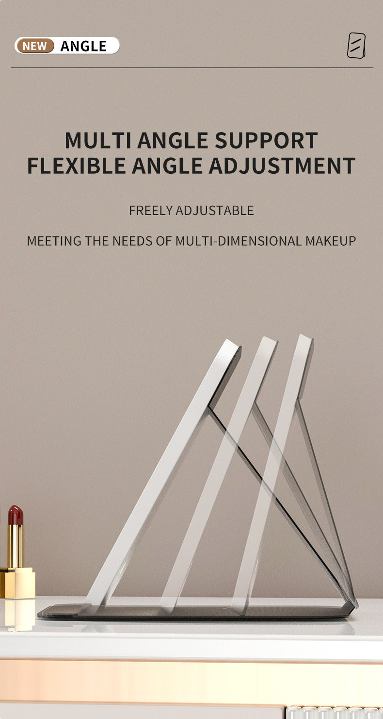 White Small Foldable LED Makeup Mirror - Portable Desktop Vanity with 3 Color Lights, Stepless Dimming & Adjustable Stand 6