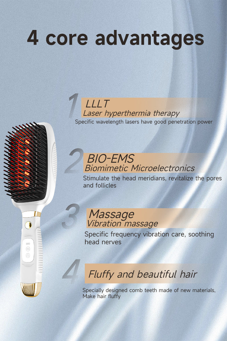 Black Advanced 3-in-1 Scalp & Hair Care Massage Comb - Red Light Therapy, EMS Microcurrent & Vibration for Healthy Hair Growth 4