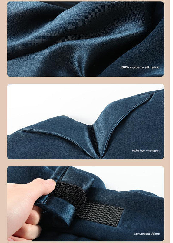 Blue Luxury 19 Momme Mulberry Silk Sleep Mask - Total Blackout Comfort, Wide Design & Adjustable Strap 5