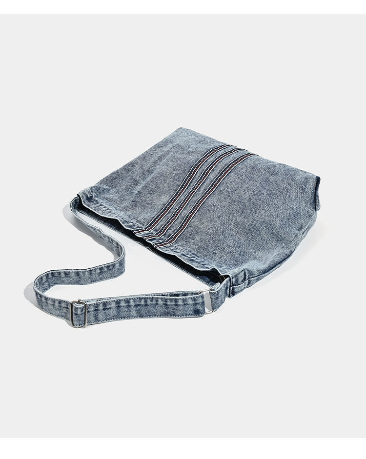 Grey Retro Washed Denim Hobo Bag - Large Capacity Shoulder & Crossbody Tote for Casual Everyday & Commute 8