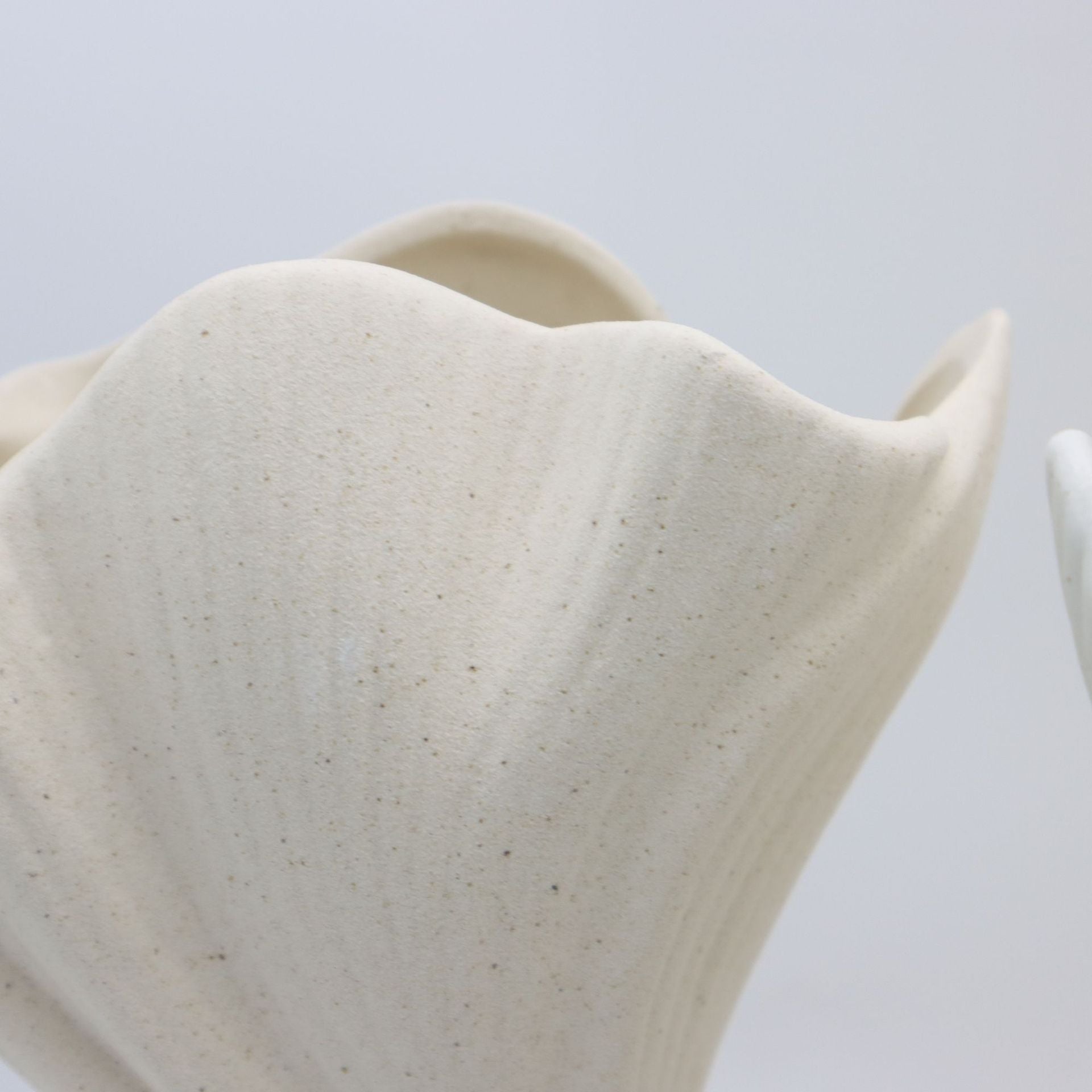 Beige Elegant Off-White Ceramic Vase - Modern Sculptural Flower Holder with Wide Fluted Opening 7