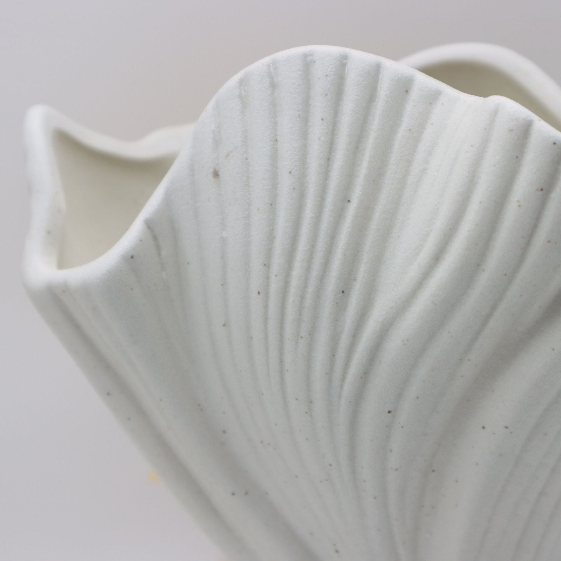 Black Elegant Off-White Ceramic Vase - Modern Sculptural Flower Holder with Wide Fluted Opening 5