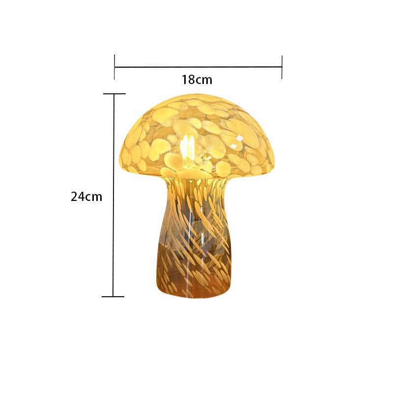 Brown Charming Retro Glass Mushroom Table Lamp - Vintage Nordic Style Bedside Light 4