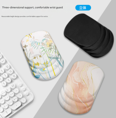 Black Ergonomic Mouse Pad with 3D Silicone Gel Wrist Rest - Stylish Comfort & Support for Office & Home 3