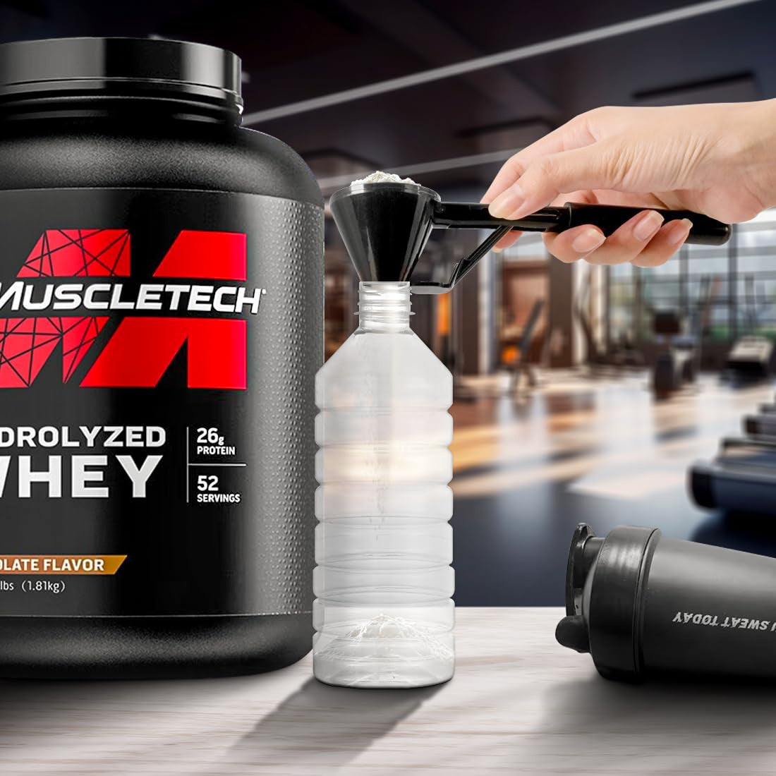 Black 2-Pack No-Spill Sliding Scoop & Funnel - Mess-Free for Protein Powder, Coffee, Formula 6