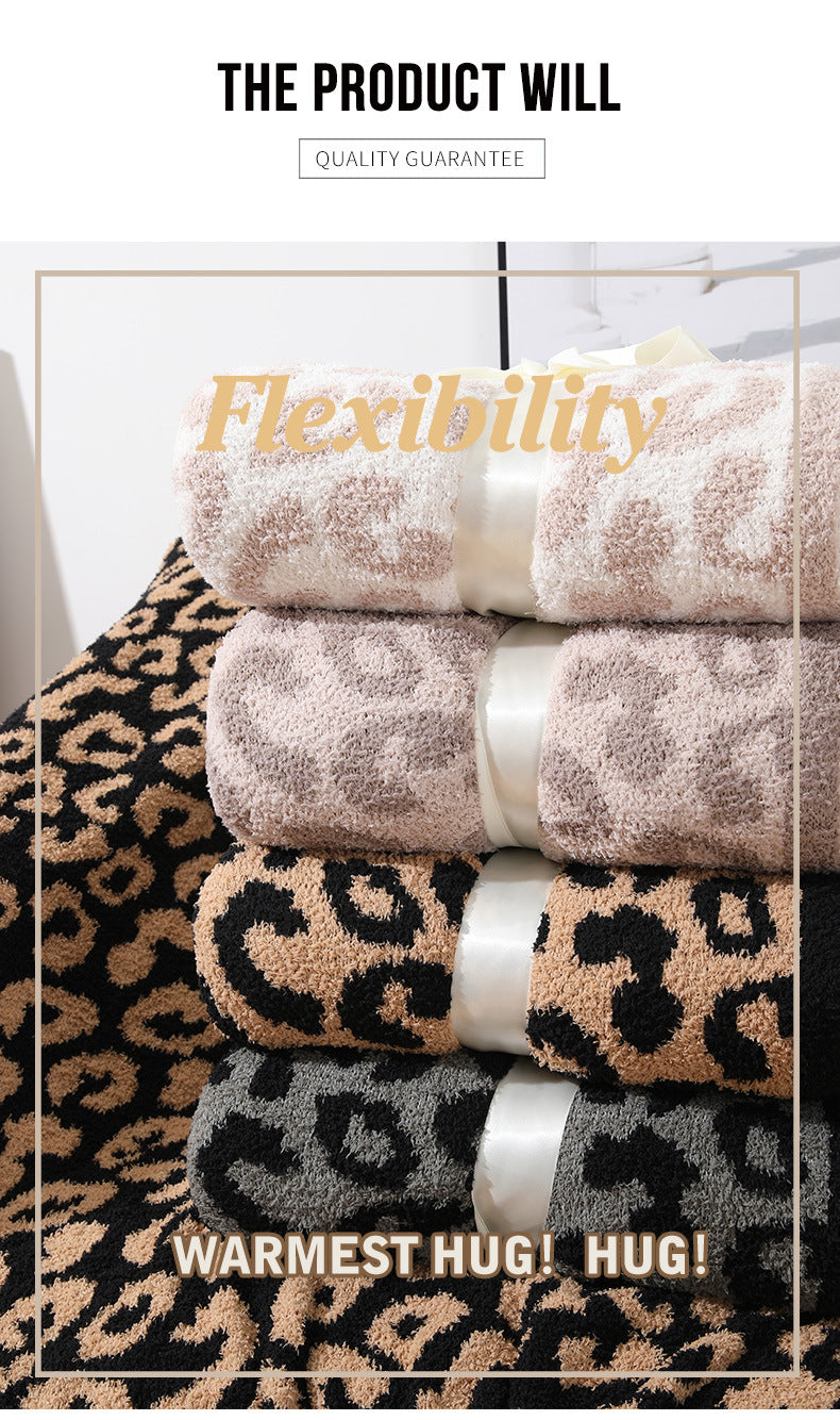 Brown and Black Luxurious Leopard Print Knit Throw Blanket - Ultra-Soft Jacquard Plush for Sofa, Bed & Cozy Comfort (130x150cm) 3