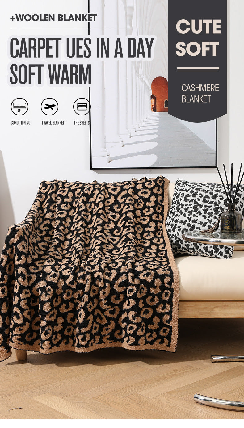 Brown and Black Luxurious Leopard Print Knit Throw Blanket - Ultra-Soft Jacquard Plush for Sofa, Bed & Cozy Comfort (130x150cm) 4