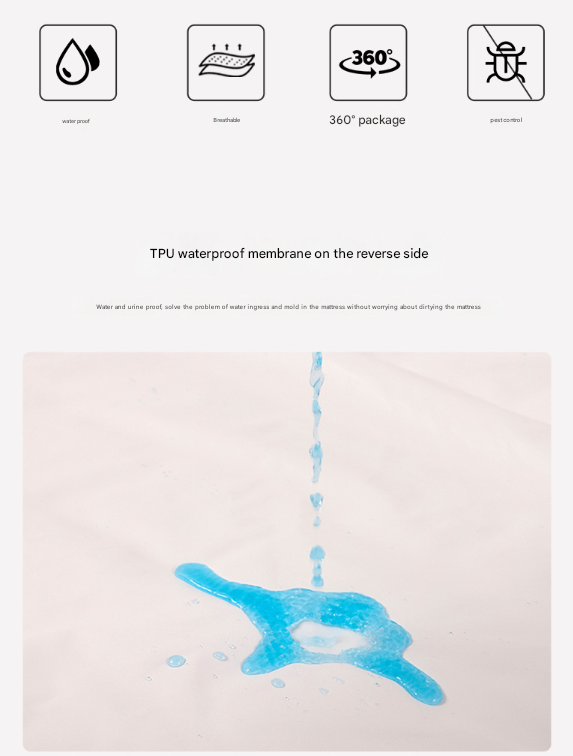 Light Blue Queen Size Waterproof Fitted Mattress Protector - Soft & Breathable Bed Cover, Hypoallergenic, Deep Pocket (152x190x30cm) 3