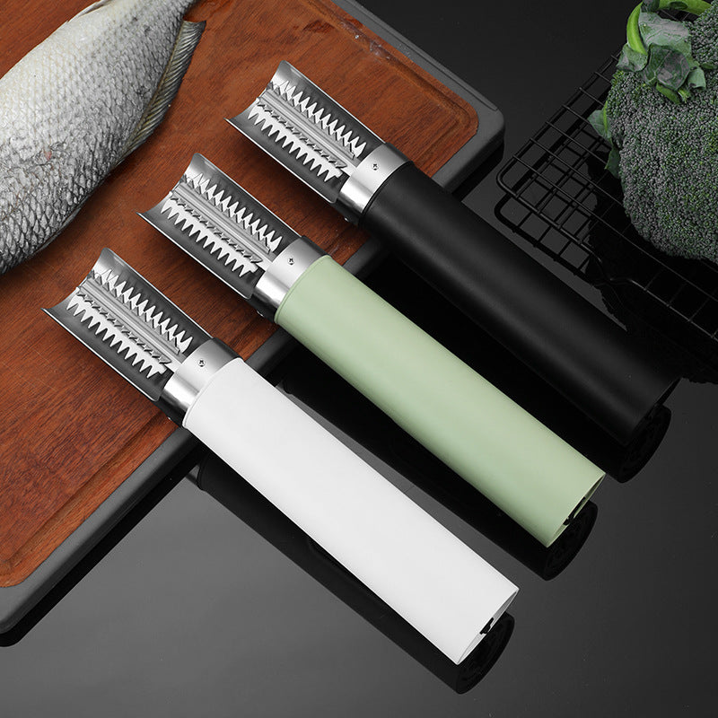 White Cordless Electric Fish Scaler - Rechargeable 3000mAh Power, Stainless Steel Blade, Mess-Free Fish Cleaning Tool