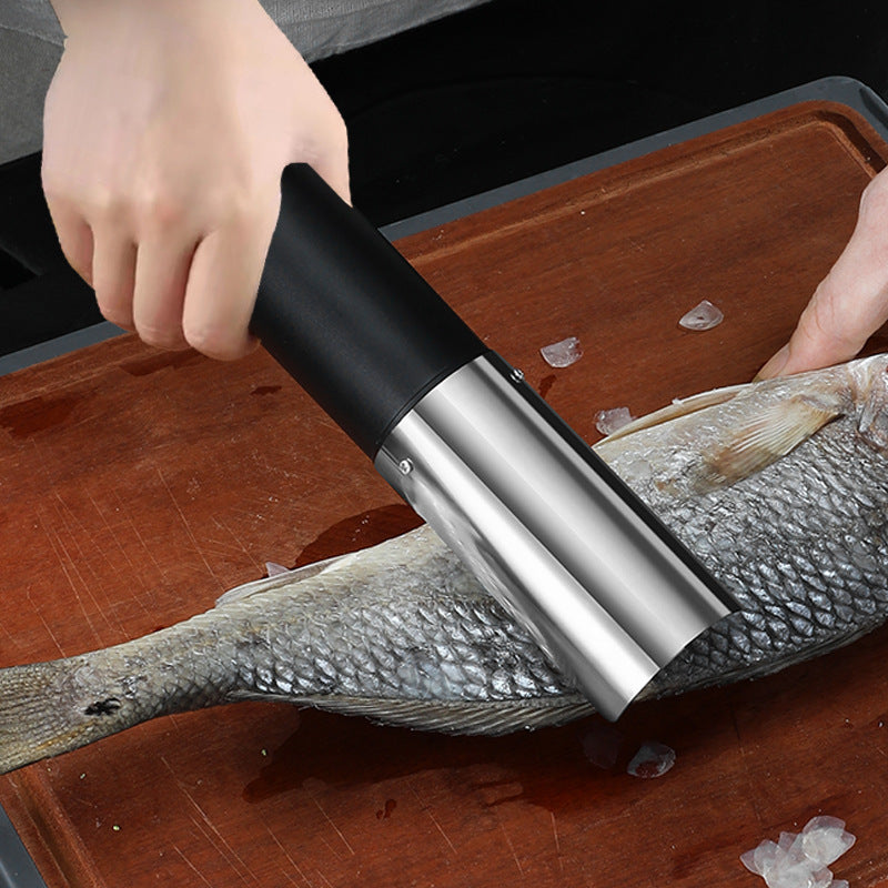 White Cordless Electric Fish Scaler - Rechargeable 3000mAh Power, Stainless Steel Blade, Mess-Free Fish Cleaning Tool 3