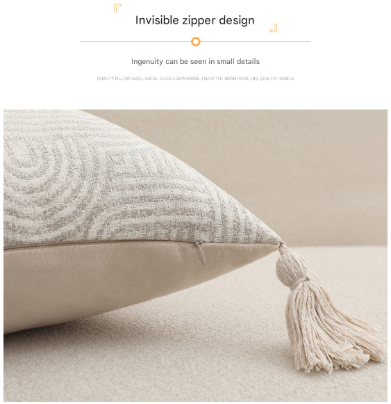 Black Chic Geometric Jacquard Cushion Covers with Tassels - Set of 2, Plush Blend for Sofa & Bed Decor (45x45cm, Insert Not Included) 7