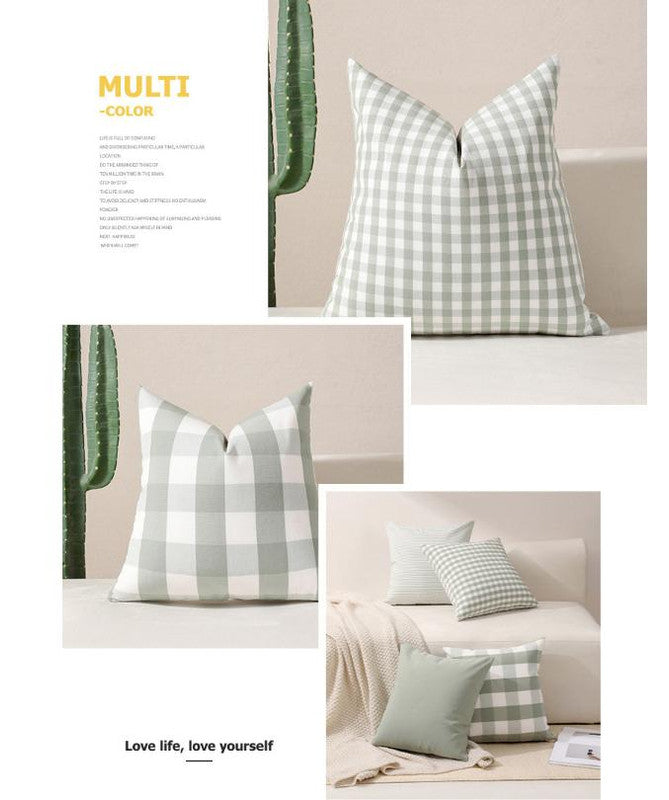 Green Pinstripe Pattern Set of 2 Decorative Cushion Covers - 45x45cm, Soft Polyester (Inserts Not Included) 4